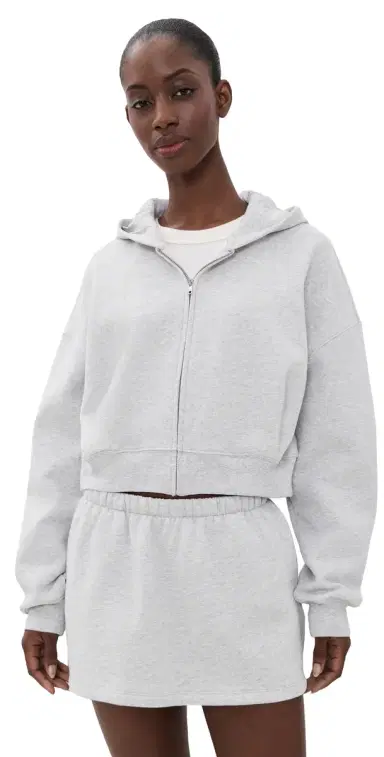 GOOD AMERICAN The Zip Up Sweatshirt Heather Grey | Thumbnail 1 GOOD AMERICAN The Zip Up Sweatshirt Heather Grey | Thumbnail 1