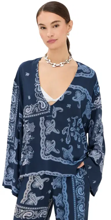 The Attico Paisley Coverup Blouse | Thumbnail 1 The Attico Paisley Coverup Blouse | Thumbnail 1