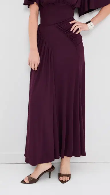 Rabanne Long Ruched Skirt Magenta Purple | Thumbnail 2 Rabanne Long Ruched Skirt Magenta Purple | Thumbnail 2