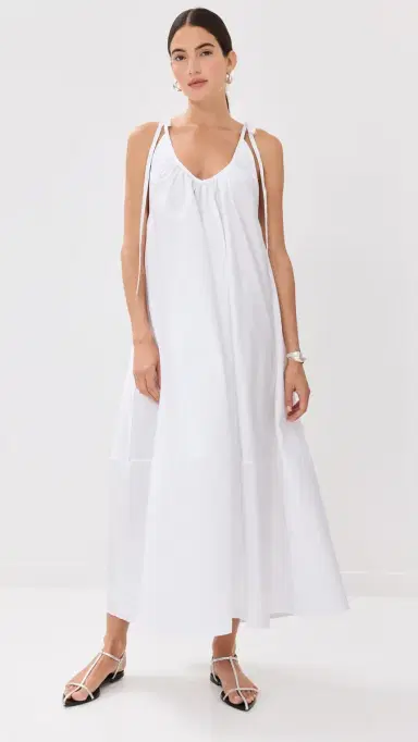 Co Gathered Maxi Dress White | Thumbnail 2 Co Gathered Maxi Dress White | Thumbnail 2