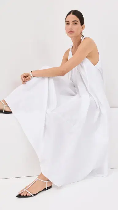 Co Gathered Maxi Dress White | Thumbnail 5 Co Gathered Maxi Dress White | Thumbnail 5