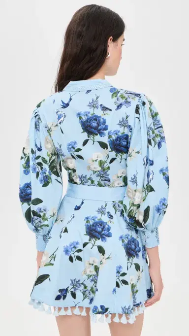 Alice + Olivia Lucy Mini Shirt Dress with Tie Belt Fly Away 2 | Thumbnail 3 Alice + Olivia Lucy Mini Shirt Dress with Tie Belt Fly Away 2 | Thumbnail 3
