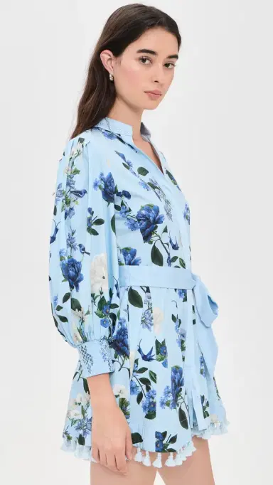 Alice + Olivia Lucy Mini Shirt Dress with Tie Belt Fly Away 2 | Thumbnail 4 Alice + Olivia Lucy Mini Shirt Dress with Tie Belt Fly Away 2 | Thumbnail 4