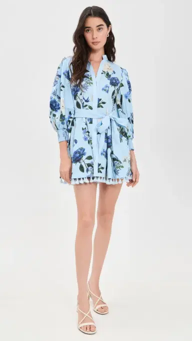 Alice + Olivia Lucy Mini Shirt Dress with Tie Belt Fly Away 2 | Thumbnail 5 Alice + Olivia Lucy Mini Shirt Dress with Tie Belt Fly Away 2 | Thumbnail 5