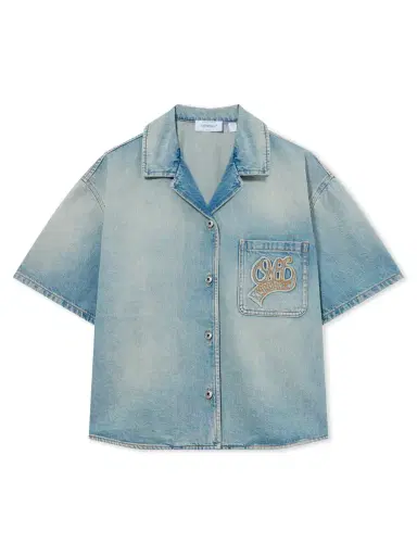 Off-White College Patch Denim S/S Shirt | Thumbnail 1 Off-White College Patch Denim S/S Shirt | Thumbnail 1
