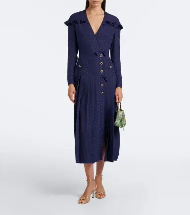 Alessandra Rich Pleated silk jacquard midi dress | Thumbnail 5 Alessandra Rich Pleated silk jacquard midi dress | Thumbnail 5