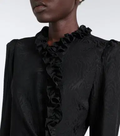 Alessandra Rich Bow-detail ruffled silk moiré minidress | Thumbnail 5 Alessandra Rich Bow-detail ruffled silk moiré minidress | Thumbnail 5