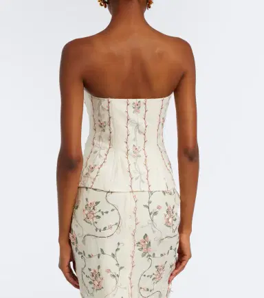 Agua by Agua Bendita Abelia floral embroidered linen corset | Thumbnail 3 Agua by Agua Bendita Abelia floral embroidered linen corset | Thumbnail 3