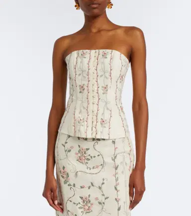 Agua by Agua Bendita Abelia floral embroidered linen corset | Thumbnail 4 Agua by Agua Bendita Abelia floral embroidered linen corset | Thumbnail 4