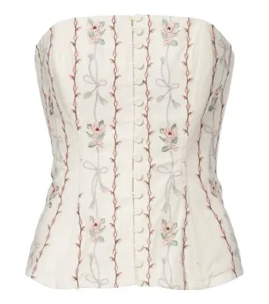 Agua by Agua Bendita Abelia floral embroidered linen corset | Thumbnail 1 Agua by Agua Bendita Abelia floral embroidered linen corset | Thumbnail 1