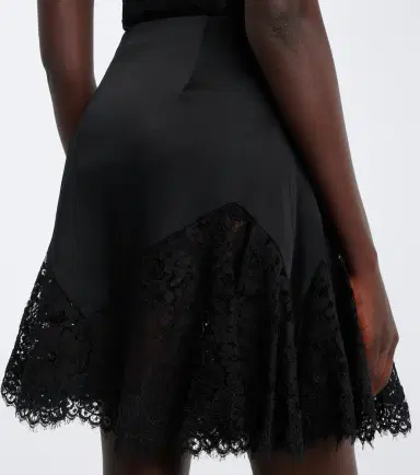 Stella McCartney Asymmetric lace-trimmed satin miniskirt | Thumbnail 3 Stella McCartney Asymmetric lace-trimmed satin miniskirt | Thumbnail 3