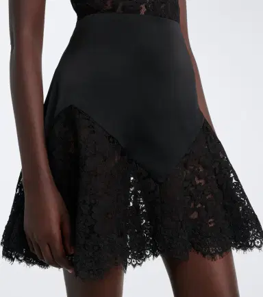 Stella McCartney Asymmetric lace-trimmed satin miniskirt | Thumbnail 4 Stella McCartney Asymmetric lace-trimmed satin miniskirt | Thumbnail 4