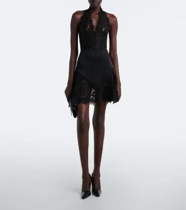 Stella McCartney Asymmetric lace-trimmed satin miniskirt | Thumbnail 5 Stella McCartney Asymmetric lace-trimmed satin miniskirt | Thumbnail 5