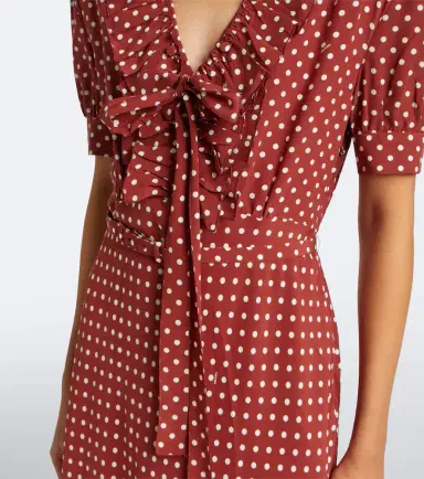 Prada Polka-dot ruffled silk midi dress | Thumbnail 3 Prada Polka-dot ruffled silk midi dress | Thumbnail 3