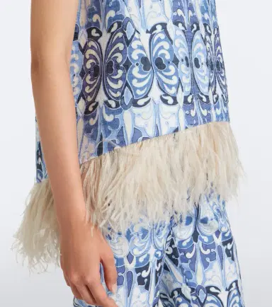 La DoubleJ La Scala feather-trimmed cotton top | Thumbnail 4 La DoubleJ La Scala feather-trimmed cotton top | Thumbnail 4