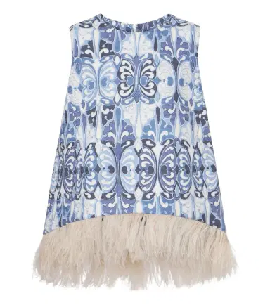 La DoubleJ La Scala feather-trimmed cotton top | Thumbnail 1 La DoubleJ La Scala feather-trimmed cotton top | Thumbnail 1