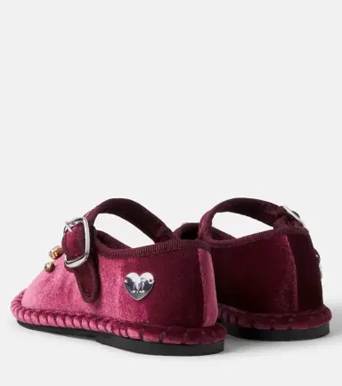 Monnalisa Embellished velvet ballet flats | Thumbnail 4 Monnalisa Embellished velvet ballet flats | Thumbnail 4
