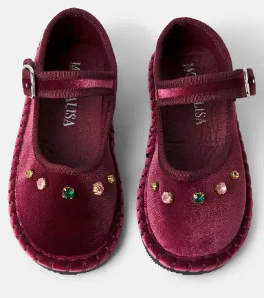 Monnalisa Embellished velvet ballet flats | Thumbnail 5 Monnalisa Embellished velvet ballet flats | Thumbnail 5