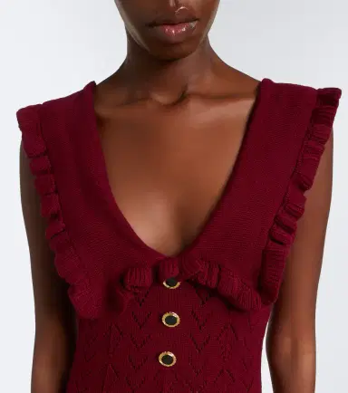 Alessandra Rich Ruffled knitted pointelle midi dress | Thumbnail 5 Alessandra Rich Ruffled knitted pointelle midi dress | Thumbnail 5