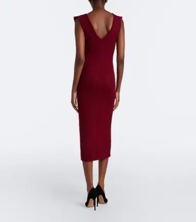 Alessandra Rich Ruffled knitted pointelle midi dress | Thumbnail 6 Alessandra Rich Ruffled knitted pointelle midi dress | Thumbnail 6