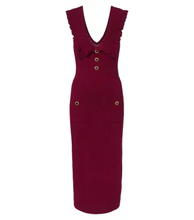 Alessandra Rich Ruffled knitted pointelle midi dress | Thumbnail 1 Alessandra Rich Ruffled knitted pointelle midi dress | Thumbnail 1