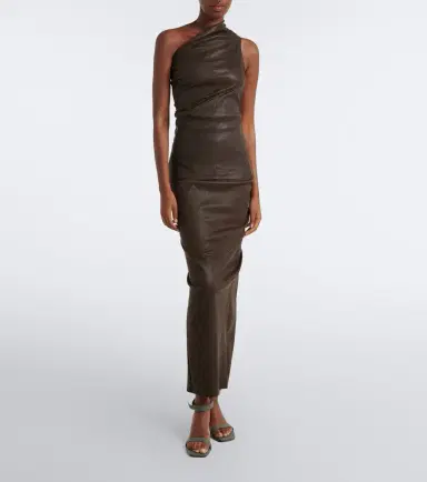 Rick Owens Athena one-shoulder leather and cotton top | Thumbnail 3 Rick Owens Athena one-shoulder leather and cotton top | Thumbnail 3