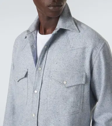 Umit Benan Kevin cashmere and silk Western shirt | Thumbnail 3 Umit Benan Kevin cashmere and silk Western shirt | Thumbnail 3