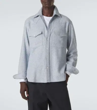 Umit Benan Kevin cashmere and silk Western shirt | Thumbnail 5 Umit Benan Kevin cashmere and silk Western shirt | Thumbnail 5