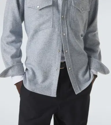 Umit Benan Kevin cashmere and silk Western shirt | Thumbnail 6 Umit Benan Kevin cashmere and silk Western shirt | Thumbnail 6