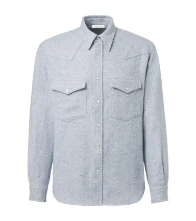 Umit Benan Kevin cashmere and silk Western shirt | Thumbnail 1 Umit Benan Kevin cashmere and silk Western shirt | Thumbnail 1
