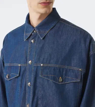 Versace Medusa denim overshirt | Thumbnail 4 Versace Medusa denim overshirt | Thumbnail 4