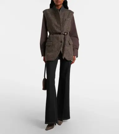 Brunello Cucinelli Monili herringbone sequined wool-blend vest | Thumbnail 2 Brunello Cucinelli Monili herringbone sequined wool-blend vest | Thumbnail 2