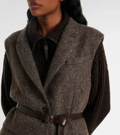 Brunello Cucinelli Monili herringbone sequined wool-blend vest | Thumbnail 3 Brunello Cucinelli Monili herringbone sequined wool-blend vest | Thumbnail 3