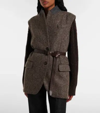 Brunello Cucinelli Monili herringbone sequined wool-blend vest | Thumbnail 4 Brunello Cucinelli Monili herringbone sequined wool-blend vest | Thumbnail 4