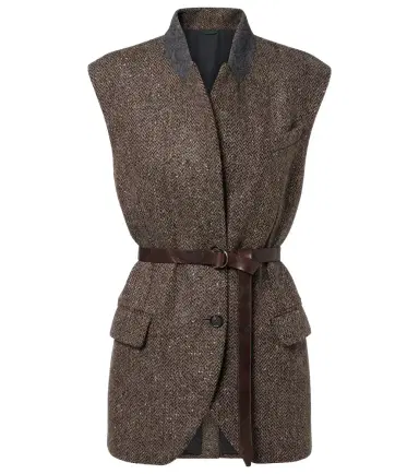 Brunello Cucinelli Monili herringbone sequined wool-blend vest | Thumbnail 1 Brunello Cucinelli Monili herringbone sequined wool-blend vest | Thumbnail 1