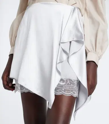 Acne Studios Layered lace-trimmed satin miniskirt | Thumbnail 2 Acne Studios Layered lace-trimmed satin miniskirt | Thumbnail 2