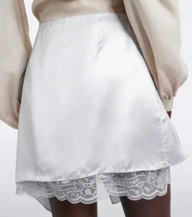 Acne Studios Layered lace-trimmed satin miniskirt | Thumbnail 4 Acne Studios Layered lace-trimmed satin miniskirt | Thumbnail 4