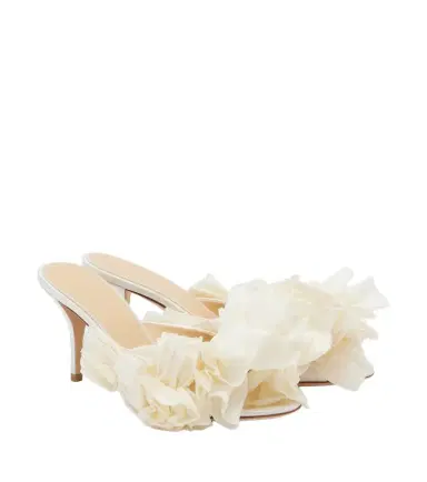 Magda Butrym Floral-appliqué satin mules | Thumbnail 1 Magda Butrym Floral-appliqué satin mules | Thumbnail 1