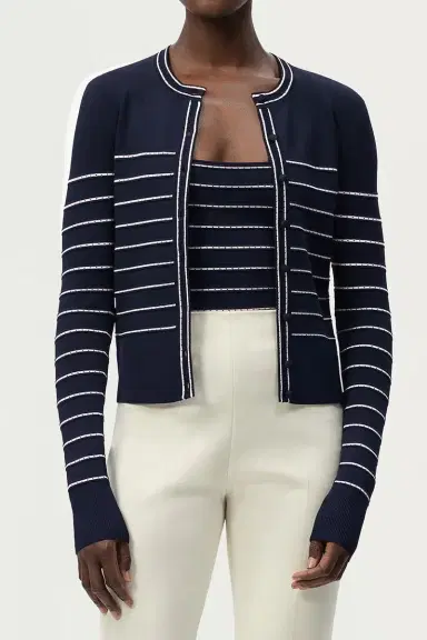 Adam Lippes Faye Cardigan- Navy | Thumbnail 2 Adam Lippes Faye Cardigan- Navy | Thumbnail 2