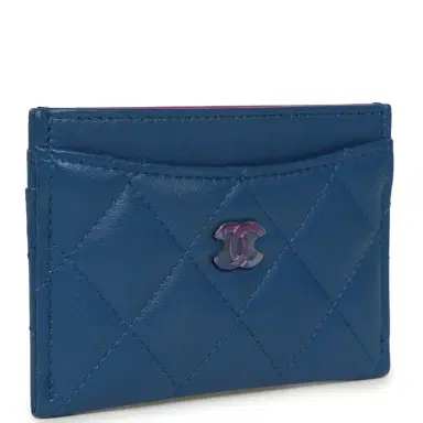 Chanel Chanel Classic Card Holder Dark Blue Lambskin Rainbow Hardware | Thumbnail 2 Chanel Chanel Classic Card Holder Dark Blue Lambskin Rainbow Hardware | Thumbnail 2