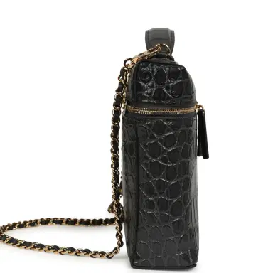 Chanel Chanel Large Top Handle Long Vanity Case Grey Croc Embossed Calfskin Gold Hardware | Thumbnail 3 Chanel Chanel Large Top Handle Long Vanity Case Grey Croc Embossed Calfskin Gold Hardware | Thumbnail 3