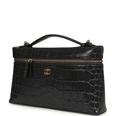 Chanel Chanel Large Top Handle Long Vanity Case Grey Croc Embossed Calfskin Gold Hardware | Thumbnail 5 Chanel Chanel Large Top Handle Long Vanity Case Grey Croc Embossed Calfskin Gold Hardware | Thumbnail 5