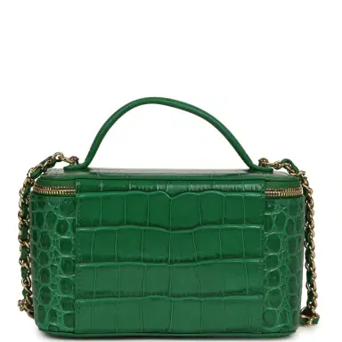 Chanel Chanel Small Top Handle Long Vanity Case Green Croc Embossed Calfskin Gold Hardware | Thumbnail 4 Chanel Chanel Small Top Handle Long Vanity Case Green Croc Embossed Calfskin Gold Hardware | Thumbnail 4
