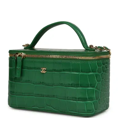 Chanel Chanel Small Top Handle Long Vanity Case Green Croc Embossed Calfskin Gold Hardware | Thumbnail 5 Chanel Chanel Small Top Handle Long Vanity Case Green Croc Embossed Calfskin Gold Hardware | Thumbnail 5