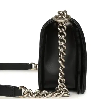 Chanel Pre-owned Chanel Boy Bag Black Python, Calfskin Matte Silver Hardware | Thumbnail 3 Chanel Pre-owned Chanel Boy Bag Black Python, Calfskin Matte Silver Hardware | Thumbnail 3