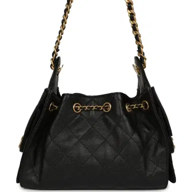Chanel Pre-owned Chanel Mini 25 Hobo Bag Black Caviar Antique Gold Hardware | Thumbnail 4 Chanel Pre-owned Chanel Mini 25 Hobo Bag Black Caviar Antique Gold Hardware | Thumbnail 4