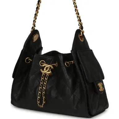 Chanel Pre-owned Chanel Mini 25 Hobo Bag Black Caviar Antique Gold Hardware | Thumbnail 5 Chanel Pre-owned Chanel Mini 25 Hobo Bag Black Caviar Antique Gold Hardware | Thumbnail 5