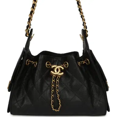 Chanel Pre-owned Chanel Mini 25 Hobo Bag Black Caviar Antique Gold Hardware | Thumbnail 1 Chanel Pre-owned Chanel Mini 25 Hobo Bag Black Caviar Antique Gold Hardware | Thumbnail 1