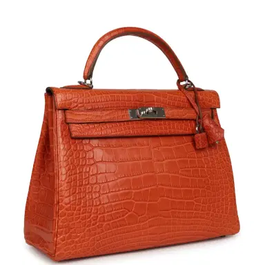 HERMÈS Pre-owned Hermes Kelly Retourne 32 Sanguine Matte Alligator Palladium Hardware | Thumbnail 2 HERMÈS Pre-owned Hermes Kelly Retourne 32 Sanguine Matte Alligator Palladium Hardware | Thumbnail 2