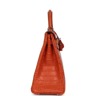 HERMÈS Pre-owned Hermes Kelly Retourne 32 Sanguine Matte Alligator Palladium Hardware | Thumbnail 3 HERMÈS Pre-owned Hermes Kelly Retourne 32 Sanguine Matte Alligator Palladium Hardware | Thumbnail 3